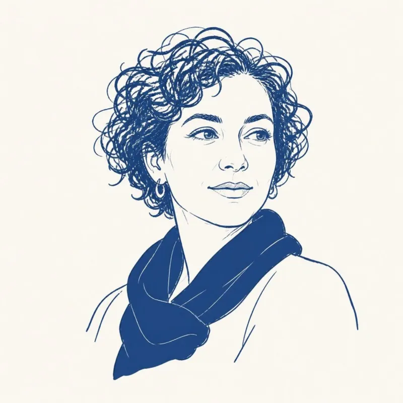 Portrait dessiné de Camille, agent IA retail du studio.