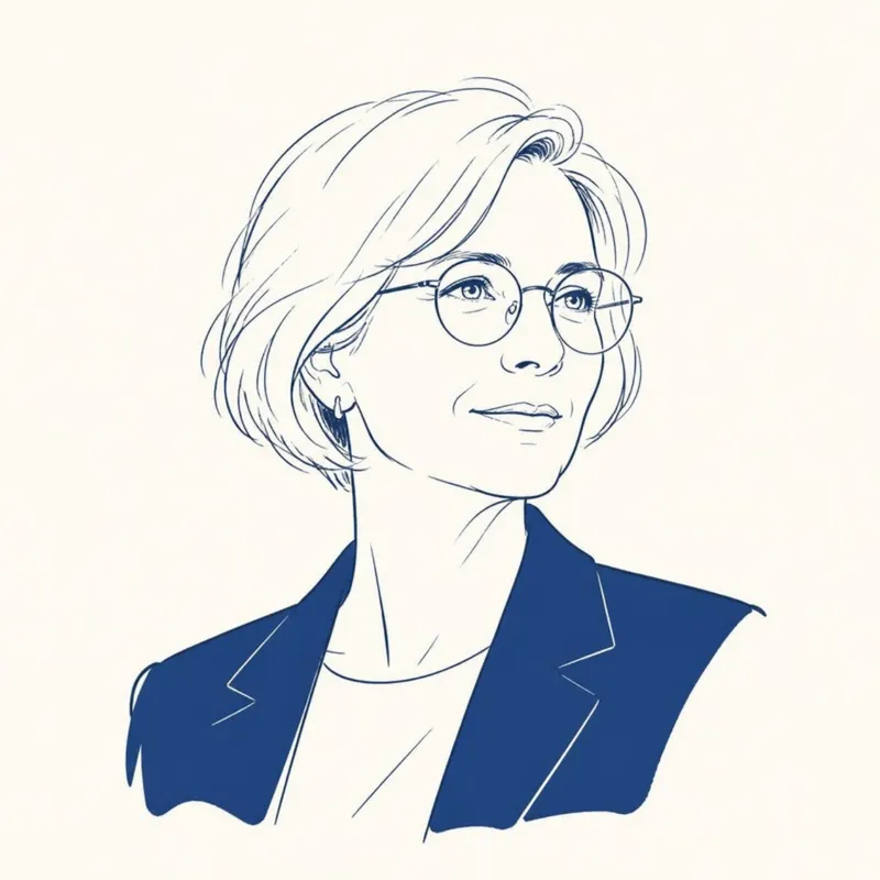 Portrait dessiné d'Hélène, agent IA finance du studio.