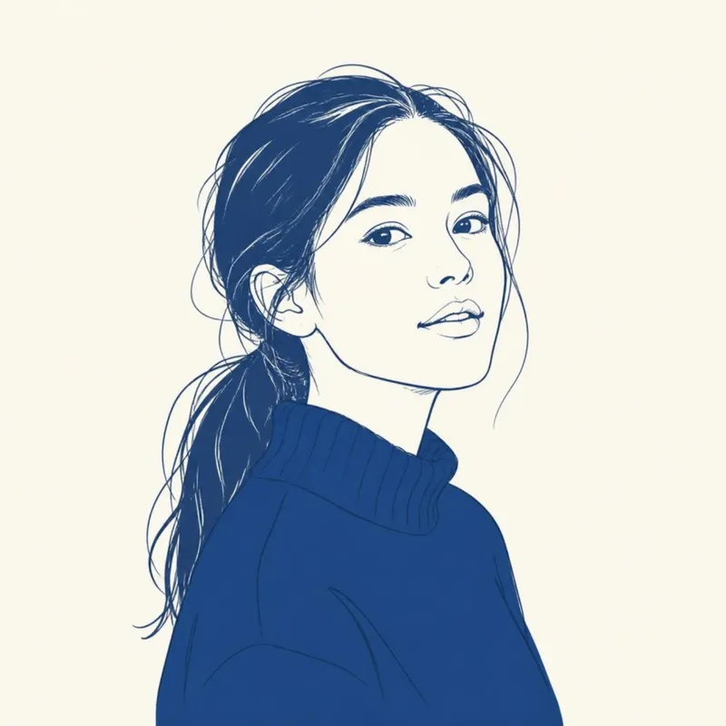 Portrait dessiné d'Inès, agent IA logistique du studio.